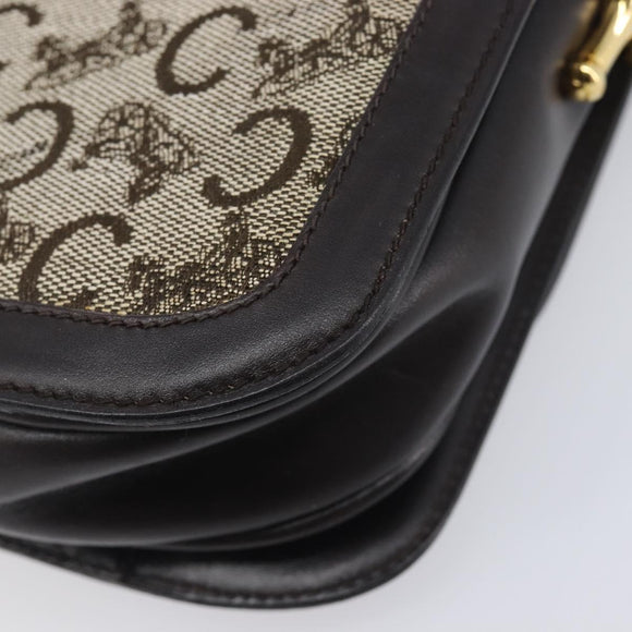 CELINE C Sulky Shoulder Bag Canvas Beige Gold Auth kk742A