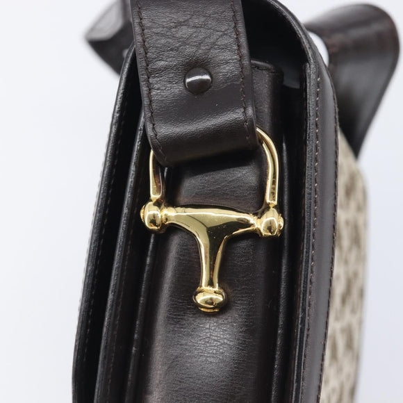 CELINE C Sulky Shoulder Bag Canvas Beige Gold Auth kk742A