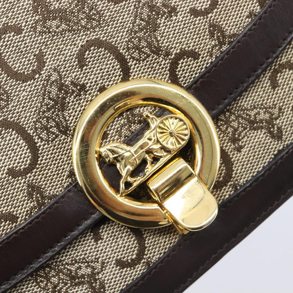 CELINE C Sulky Shoulder Bag Canvas Beige Gold Auth kk742A