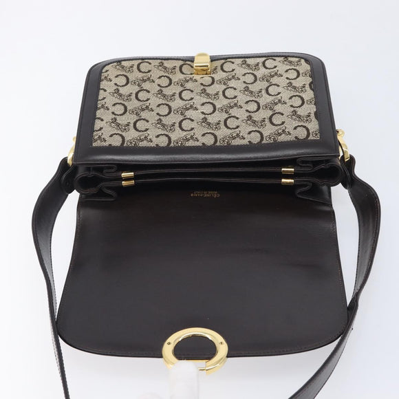 CELINE C Sulky Shoulder Bag Canvas Beige Gold Auth kk742A