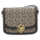 CELINE C Sulky Shoulder Bag Canvas Beige Gold Auth kk742A-2