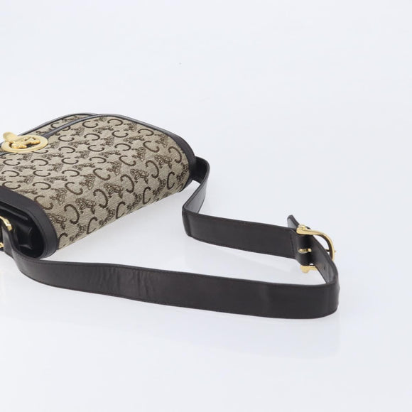 CELINE C Sulky Shoulder Bag Canvas Beige Gold Auth kk742A