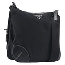 PRADA Shoulder Bag Nylon Black Silver Auth kk745-1