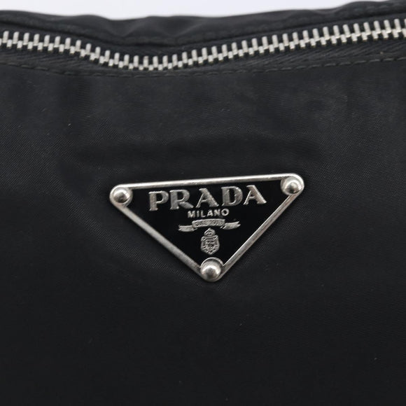 PRADA Shoulder Bag Nylon Black Silver Auth kk745