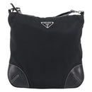 PRADA Shoulder Bag Nylon Black Silver Auth kk745-2