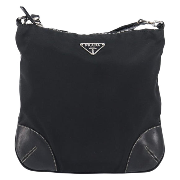 PRADA Shoulder Bag Nylon Black Silver Auth kk745