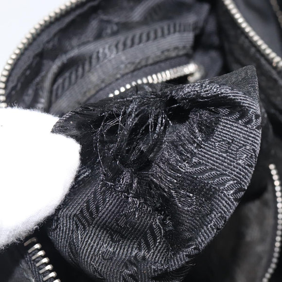 PRADA Shoulder Bag Nylon Black Silver Auth kk745