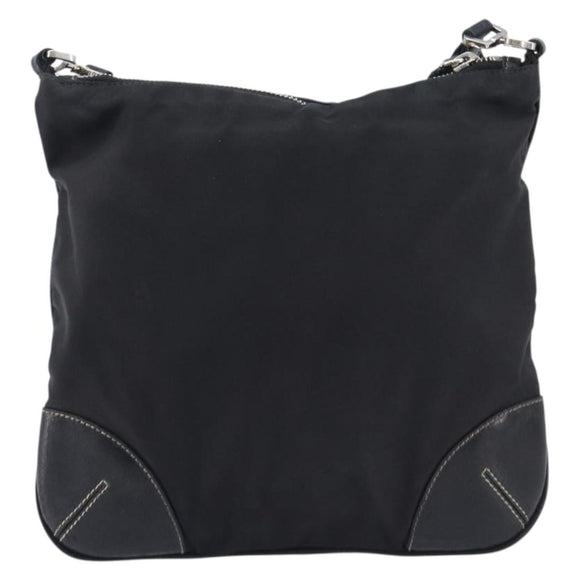 PRADA Shoulder Bag Nylon Black Silver Auth kk745