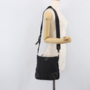 PRADA Shoulder Bag Nylon Black Silver Auth kk745-30