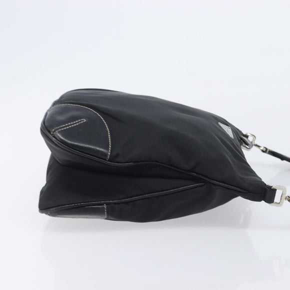 PRADA Shoulder Bag Nylon Black Silver Auth kk745