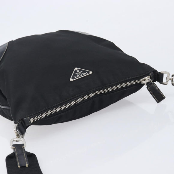 PRADA Shoulder Bag Nylon Black Silver Auth kk745