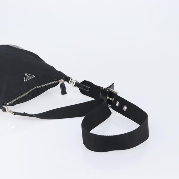 PRADA Shoulder Bag Nylon Black Silver Auth kk745
