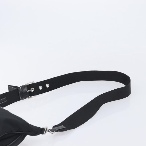 PRADA Shoulder Bag Nylon Black Silver Auth kk745