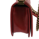 CHANEL Boy Chanel Matelasse Chain Flap Shoulder Bag Leather Red CC Auth knn010-4