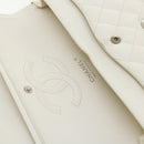 CHANEL Matelasse Double Flap Chain Shoulder Bag Caviar Skin White CC Auth knn085-25