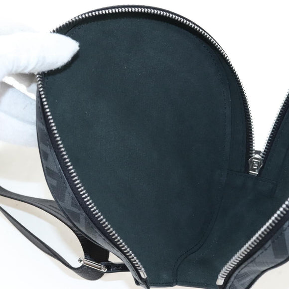 FENDI Zucca Ping Pong Set Racket Case PVC Black Silver 7AS070 Auth LN002M