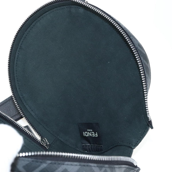 FENDI Zucca Ping Pong Set Racket Case PVC Black Silver 7AS070 Auth LN002M