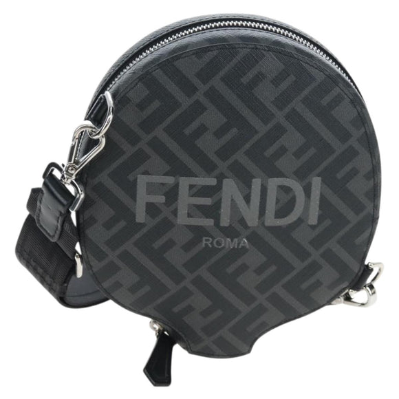 FENDI Zucca Ping Pong Set Racket Case PVC Black Silver 7AS070 Auth LN002M