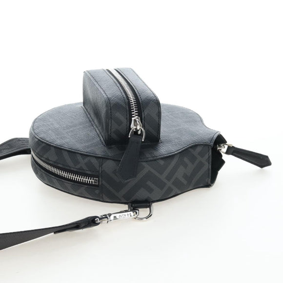 FENDI Zucca Ping Pong Set Racket Case PVC Black Silver 7AS070 Auth LN002M