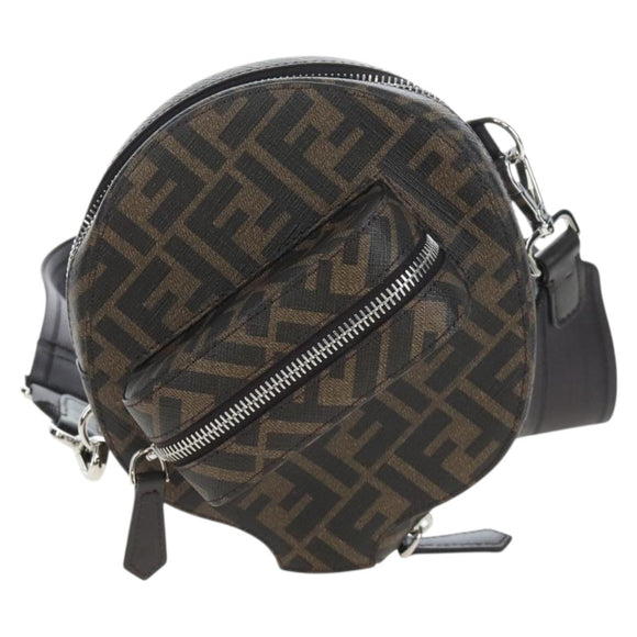 FENDI Zucca Ping Pong Set Racket Case PVC Brown Silver 7AS070 Auth LN003M