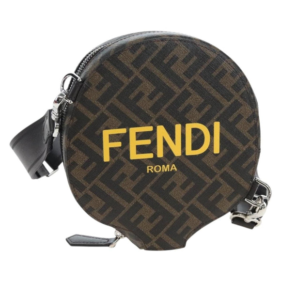 FENDI Zucca Ping Pong Set Racket Case PVC Brown Silver 7AS070 Auth LN003M