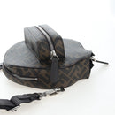 FENDI Zucca Ping Pong Set Racket Case PVC Brown Silver 7AS070 Auth LN003M-4