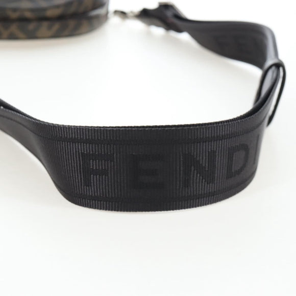 FENDI Zucca Ping Pong Set Racket Case PVC Brown Silver 7AS070 Auth LN003M