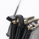 CELINE Trio Shoulder Bag Leather Black Gold Tone Auth LN008-12