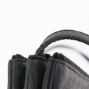 CELINE Trio Shoulder Bag Leather Black Gold Tone Auth LN008-13