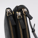 CELINE Trio Shoulder Bag Leather Black Gold Tone Auth LN008-19