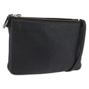 CELINE Trio Shoulder Bag Leather Black Gold Tone Auth LN008-1