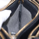 CELINE Trio Shoulder Bag Leather Black Gold Tone Auth LN008-26