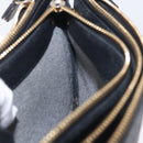 CELINE Trio Shoulder Bag Leather Black Gold Tone Auth LN008-28