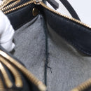 CELINE Trio Shoulder Bag Leather Black Gold Tone Auth LN008-31