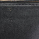 CELINE Trio Shoulder Bag Leather Black Gold Tone Auth LN008-2