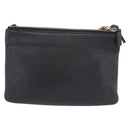 CELINE Trio Shoulder Bag Leather Black Gold Tone Auth LN008-4