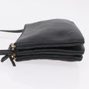 CELINE Trio Shoulder Bag Leather Black Gold Tone Auth LN008-5