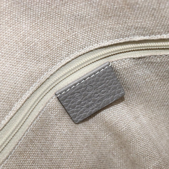 GUCCI Hand Bag Leather Outlet Gray Gold Tone 449651 Auth LN014