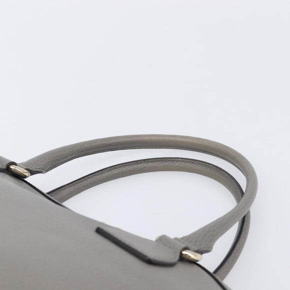 GUCCI Hand Bag Leather Outlet Gray Gold Tone 449651 Auth LN014