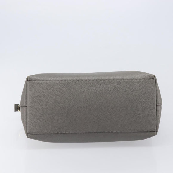 GUCCI Hand Bag Leather Outlet Gray Gold Tone 449651 Auth LN014