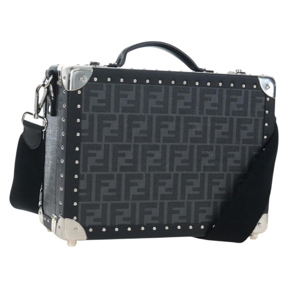 FENDI Zucca Canvas Small Rigid Case Trunk Leather Black 7VV134 Auth LN015SAM