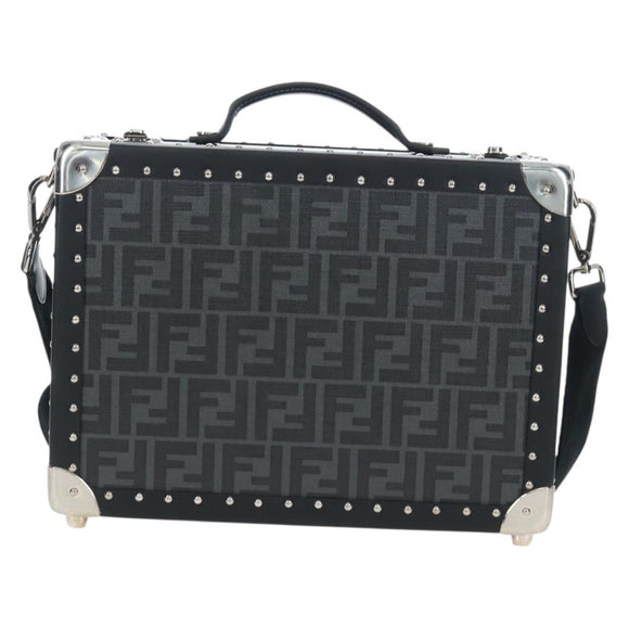 FENDI Zucca Canvas Small Rigid Case Trunk Leather Black 7VV134 Auth LN015SAM