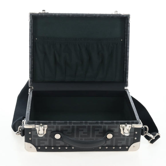 FENDI Zucca Canvas Small Rigid Case Trunk Leather Black 7VV134 Auth LN015SAM