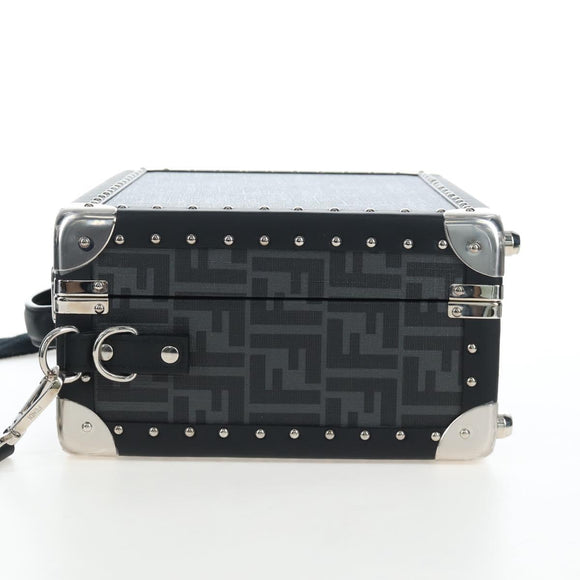 FENDI Zucca Canvas Small Rigid Case Trunk Leather Black 7VV134 Auth LN015SAM
