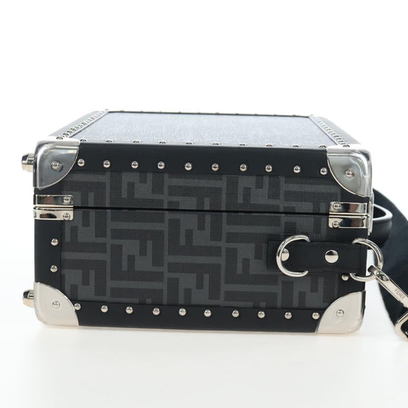 FENDI Zucca Canvas Small Rigid Case Trunk Leather Black 7VV134 Auth LN015SAM
