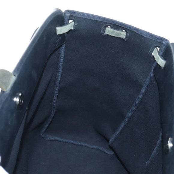 HERMES Herbag Cabas Hand Bag Canvas Black Silver Auth LN016V