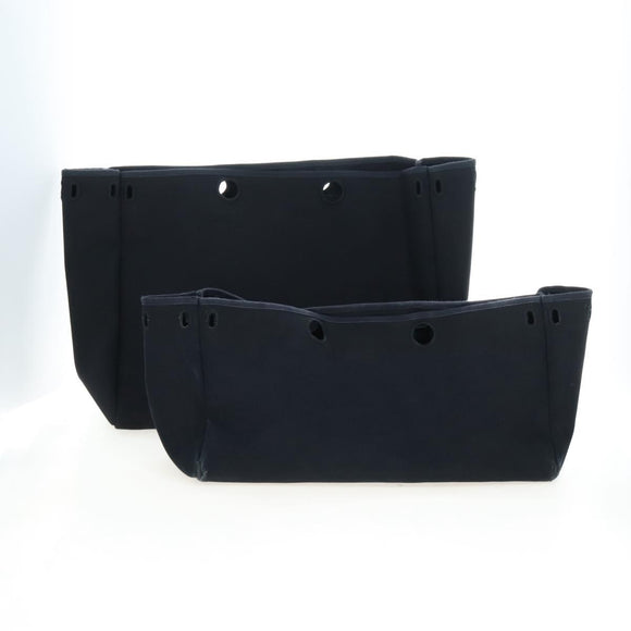 HERMES Herbag Cabas Hand Bag Canvas Black Silver Auth LN016V