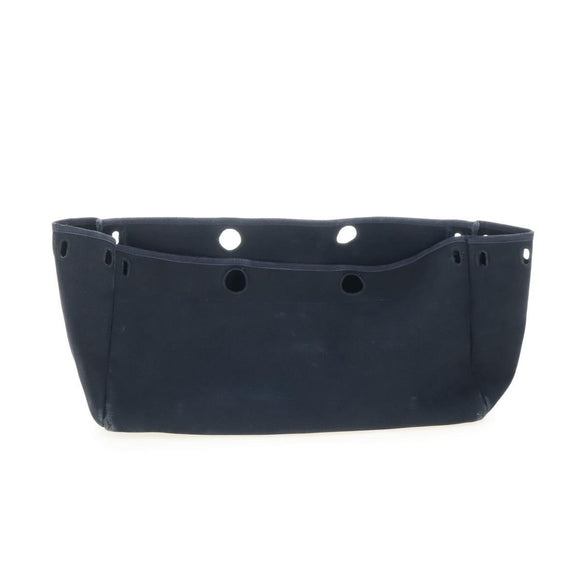 HERMES Herbag Cabas Hand Bag Canvas Black Silver Auth LN016V