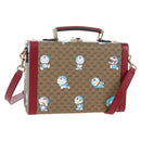 GUCCI Micro GG Doraemon Hand Bag PVC 2way Beige Gold Tone 633587 Auth LN019SAM-1