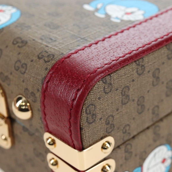GUCCI Micro GG Doraemon Hand Bag PVC 2way Beige Gold Tone 633587 Auth LN019SAM